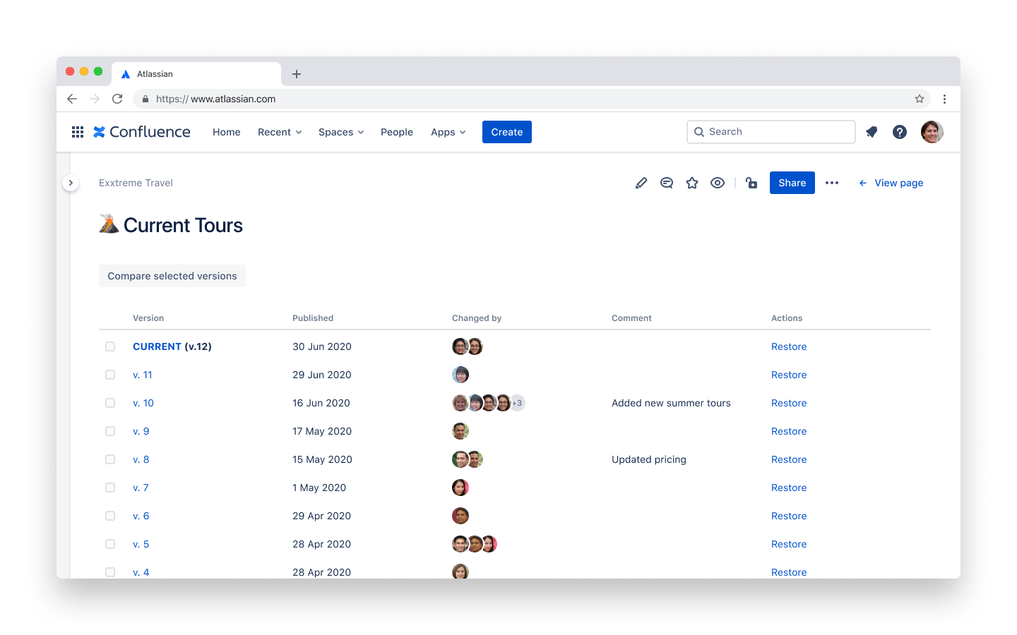 Structured page tree