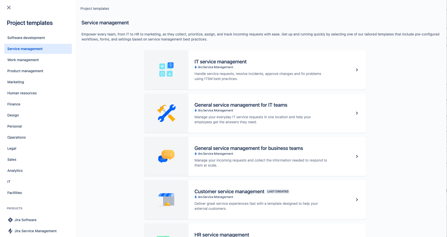 captura de pantalla de la plantilla del proyecto de gestión de atención al cliente