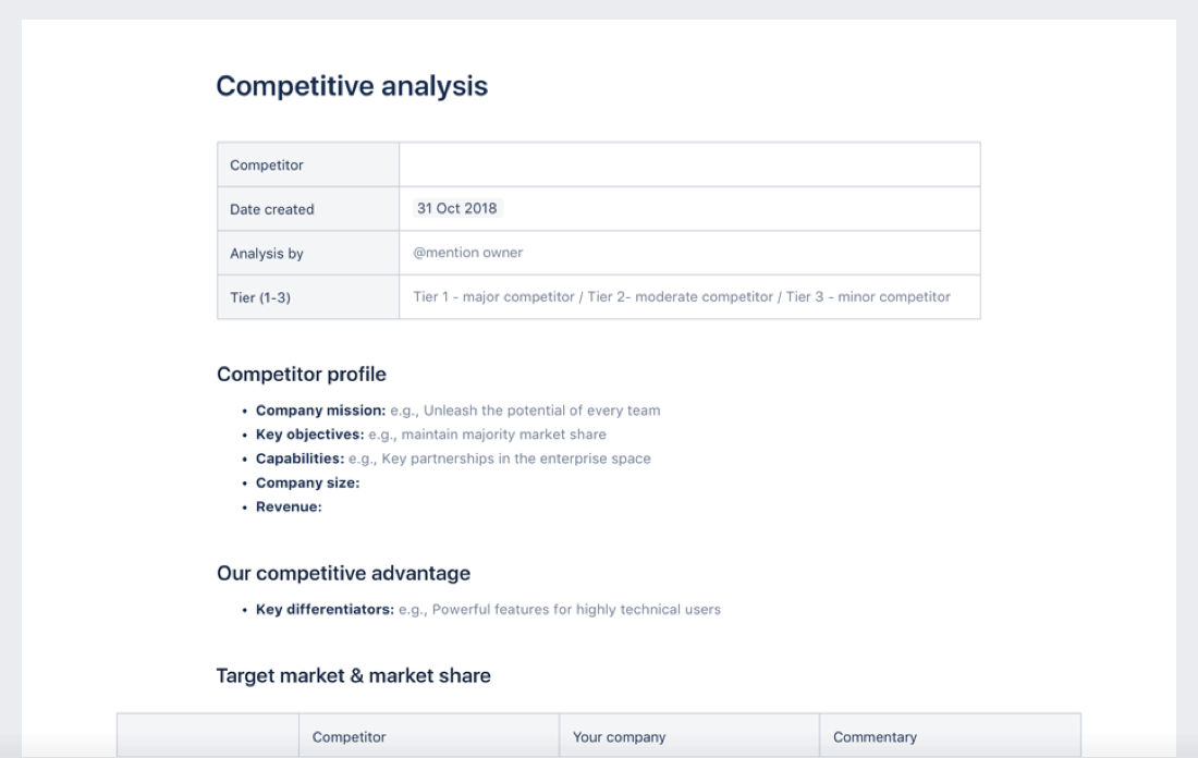 Competitive analysis diagram