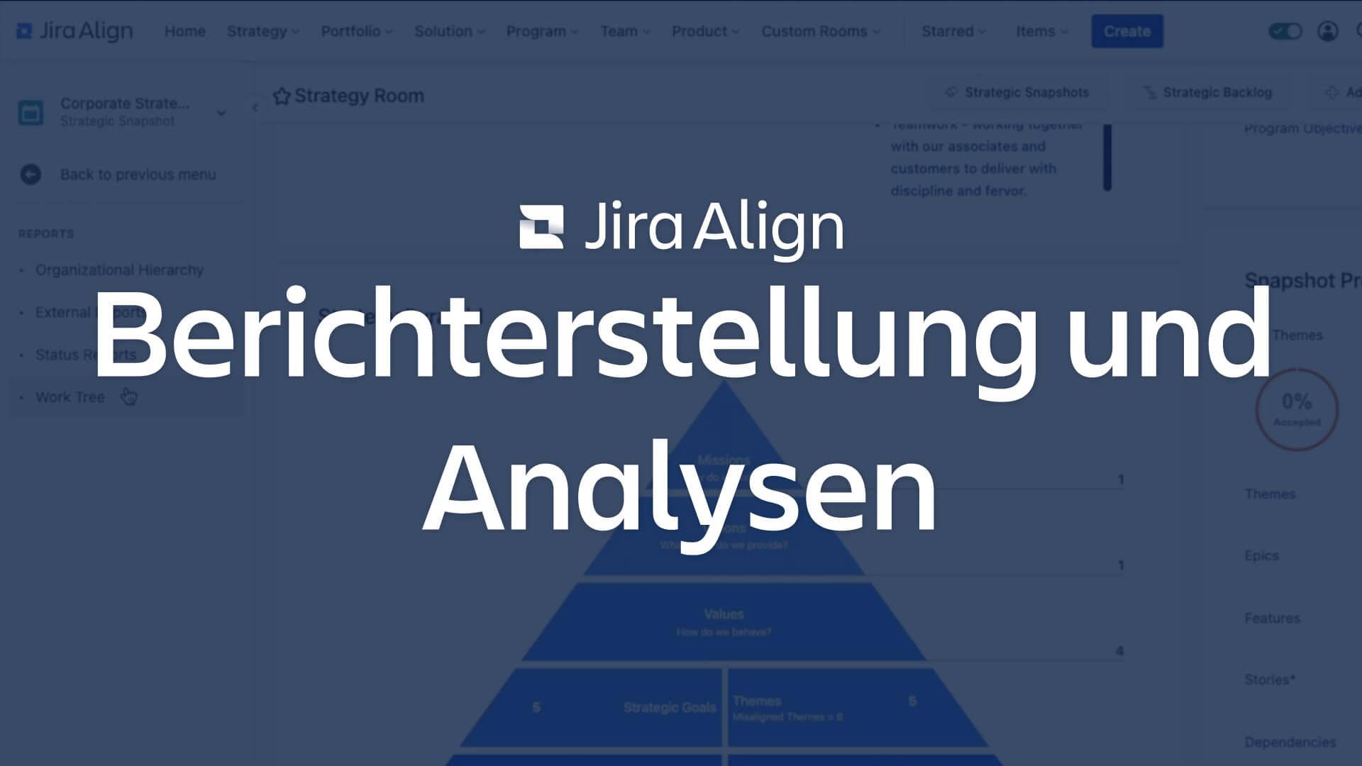 Bildschirm: Berichterstellung und Analysen mit Jira Align