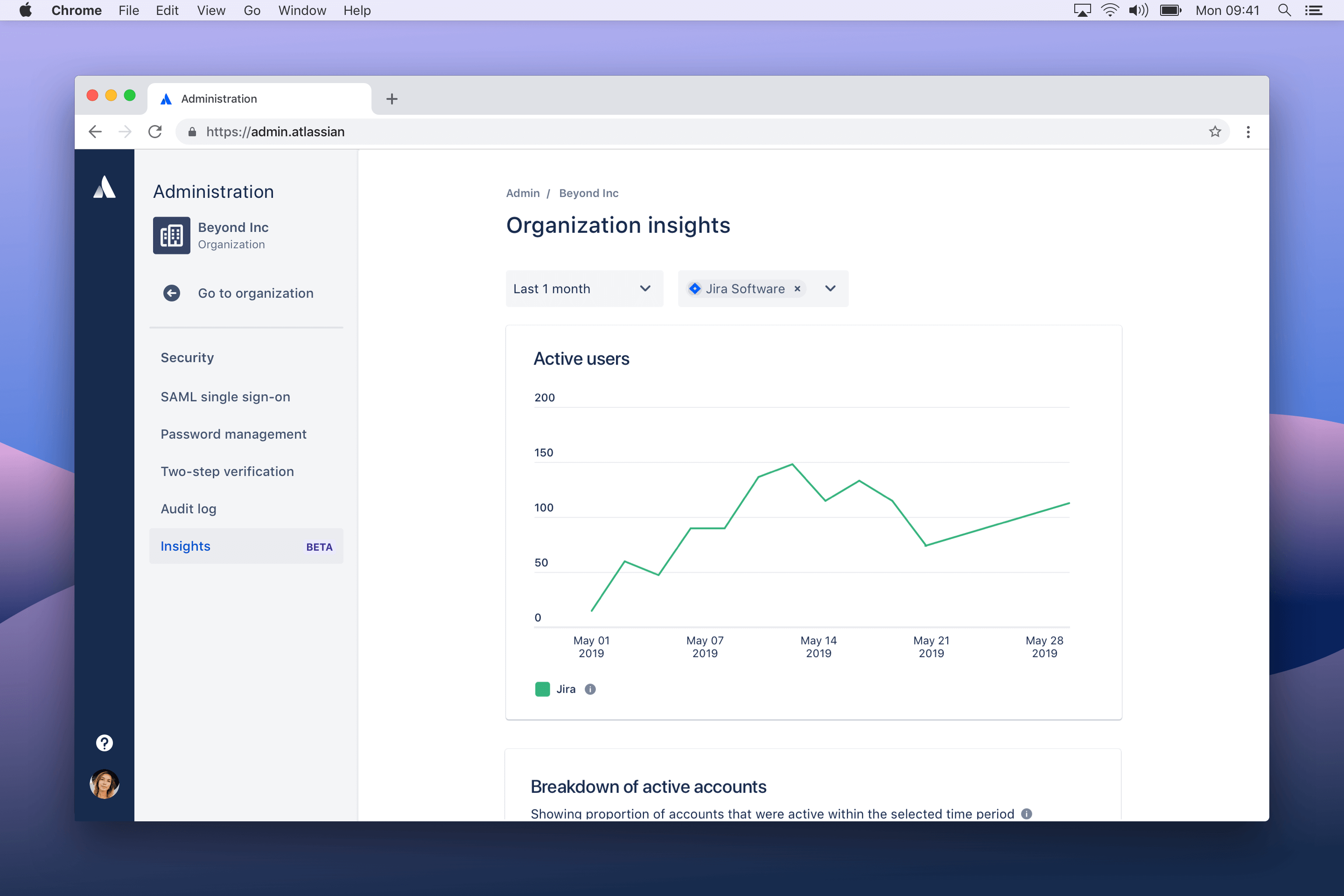 Example of admin insights