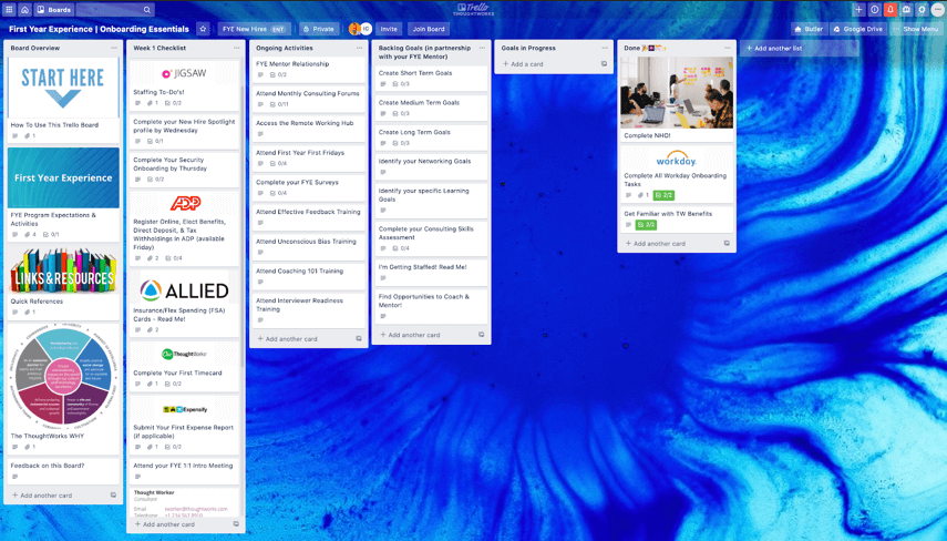 Thoughtwork's Trello Onboarding Board
