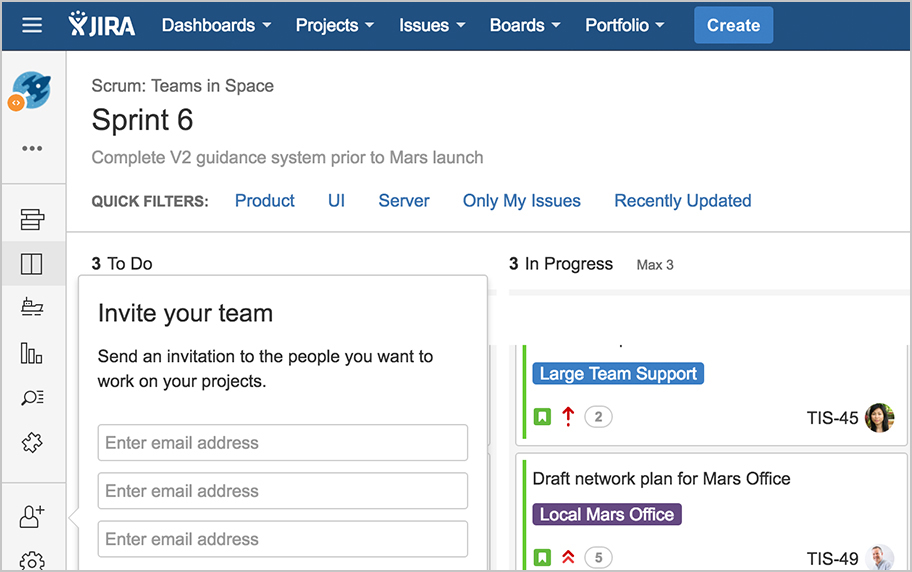 Add team members button on sprint board
