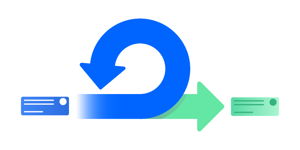 Two arrows that represent a scrum sprint and the process of continuous iteration.