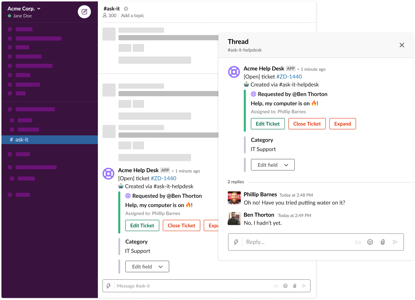 Turn messages into tickets
