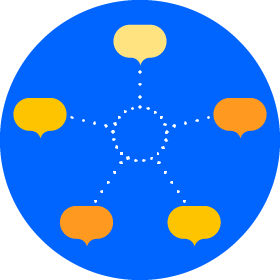 Affiche de projet sur fond circulaire bleu