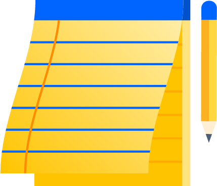 Bloco de notas com o lápis