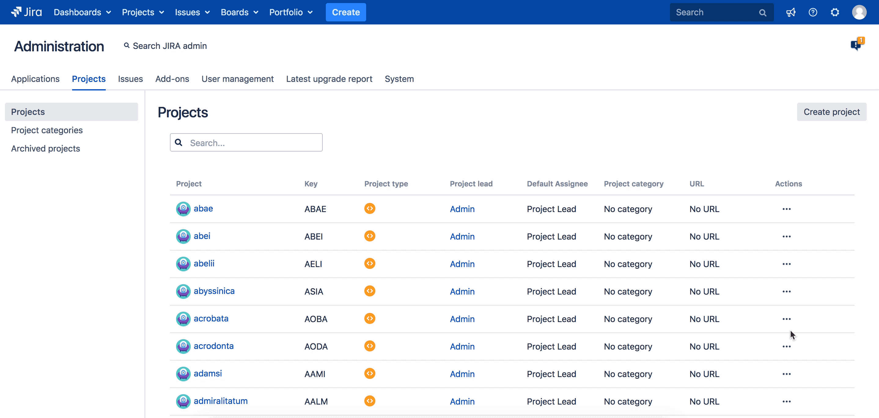 Jira Software project archiving demo