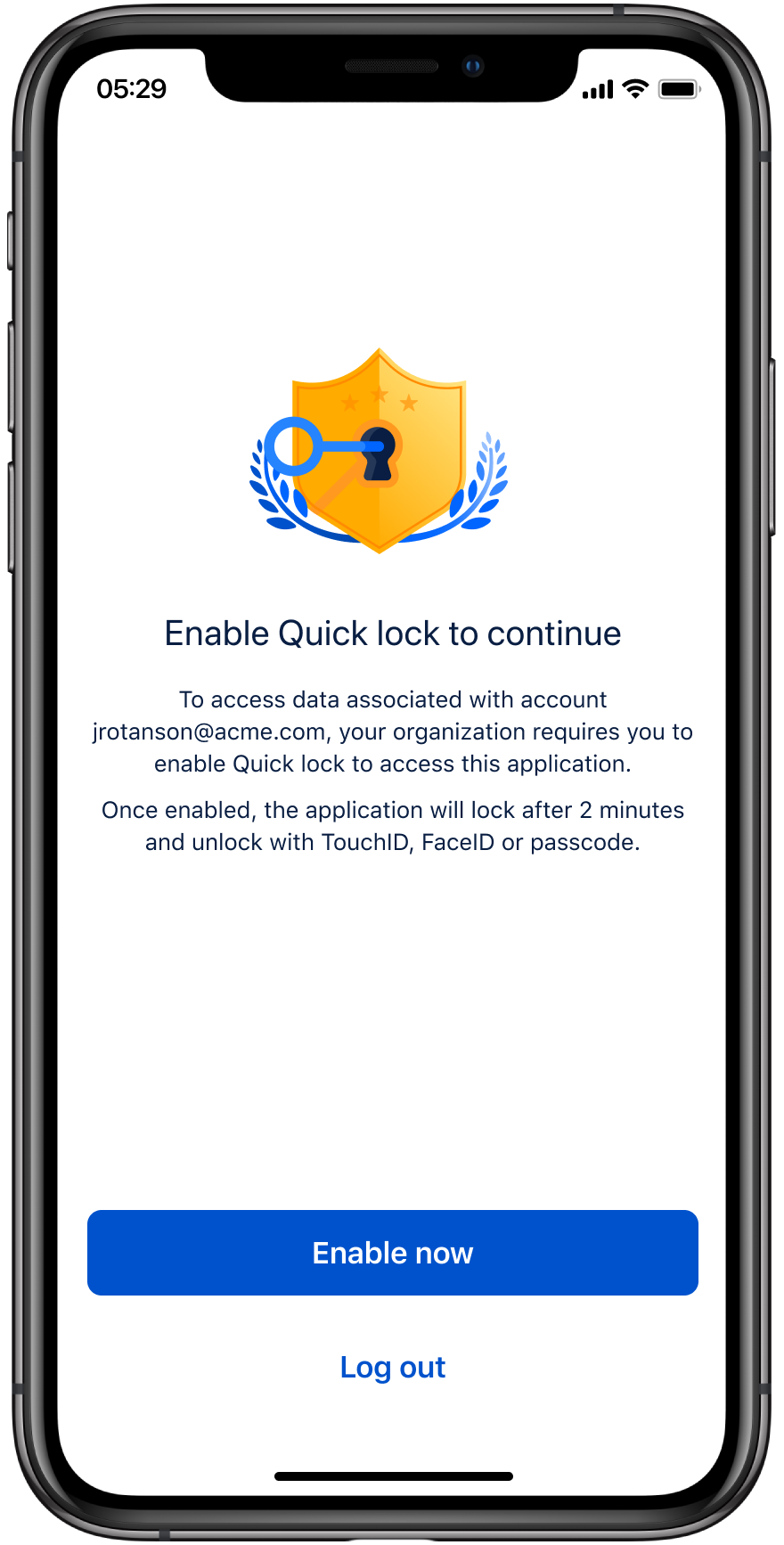 Enabling quick lock on smart phone