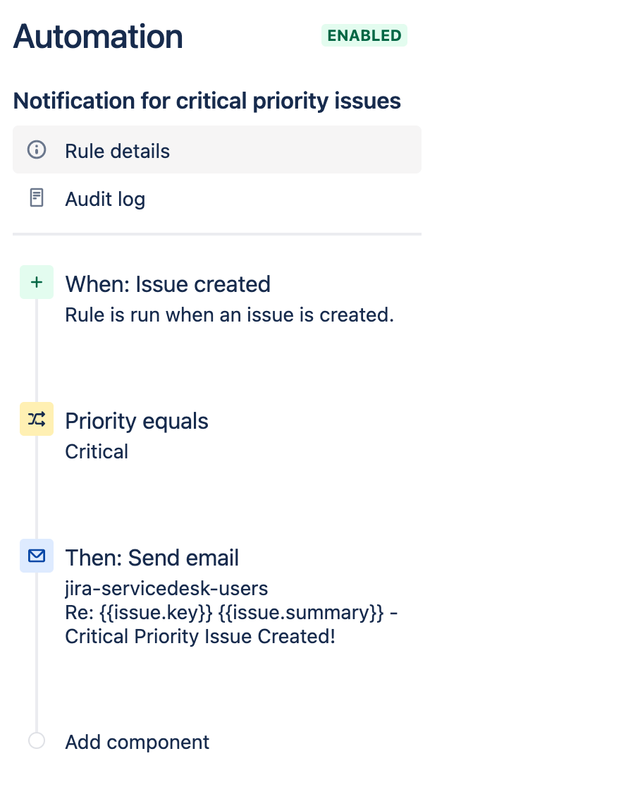 Impostazione dei trigger di automazione in Jira Service Management