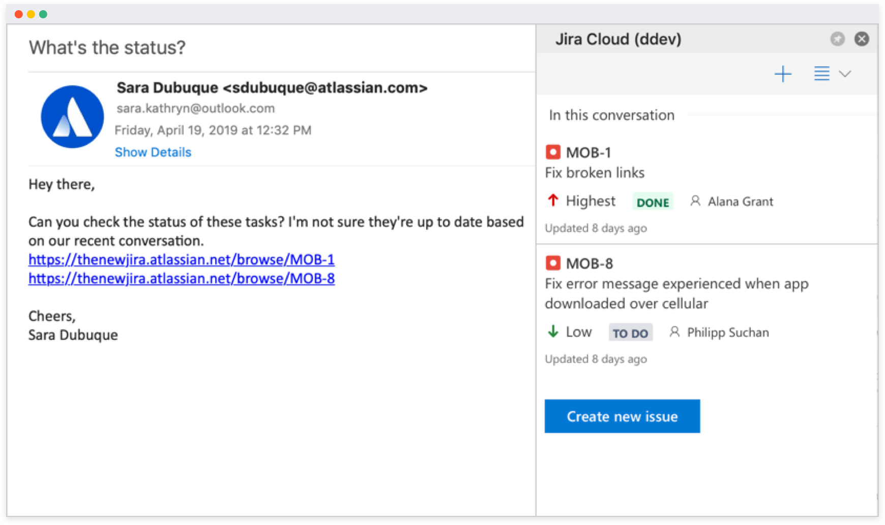 Gebruik Jira for Outlook om issues te beheren zonder je inbox te sluiten