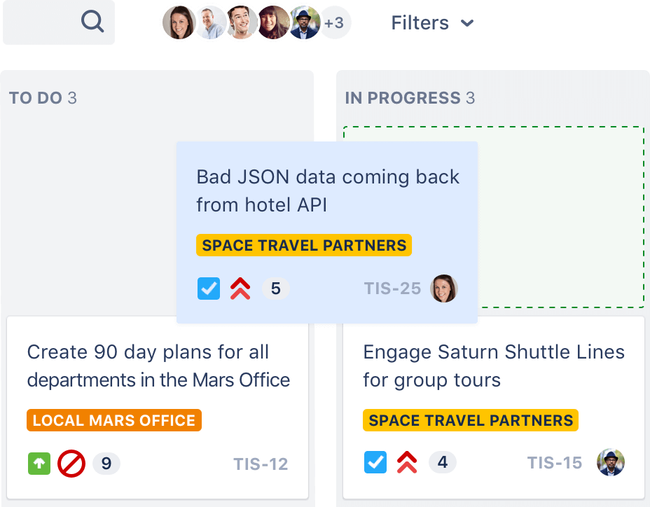 Moving tickets in a kanban board