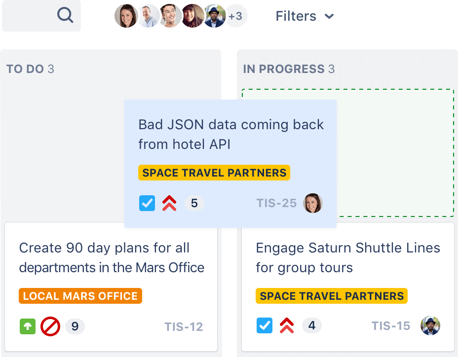 Tickets in een kanban-bord verplaatsen