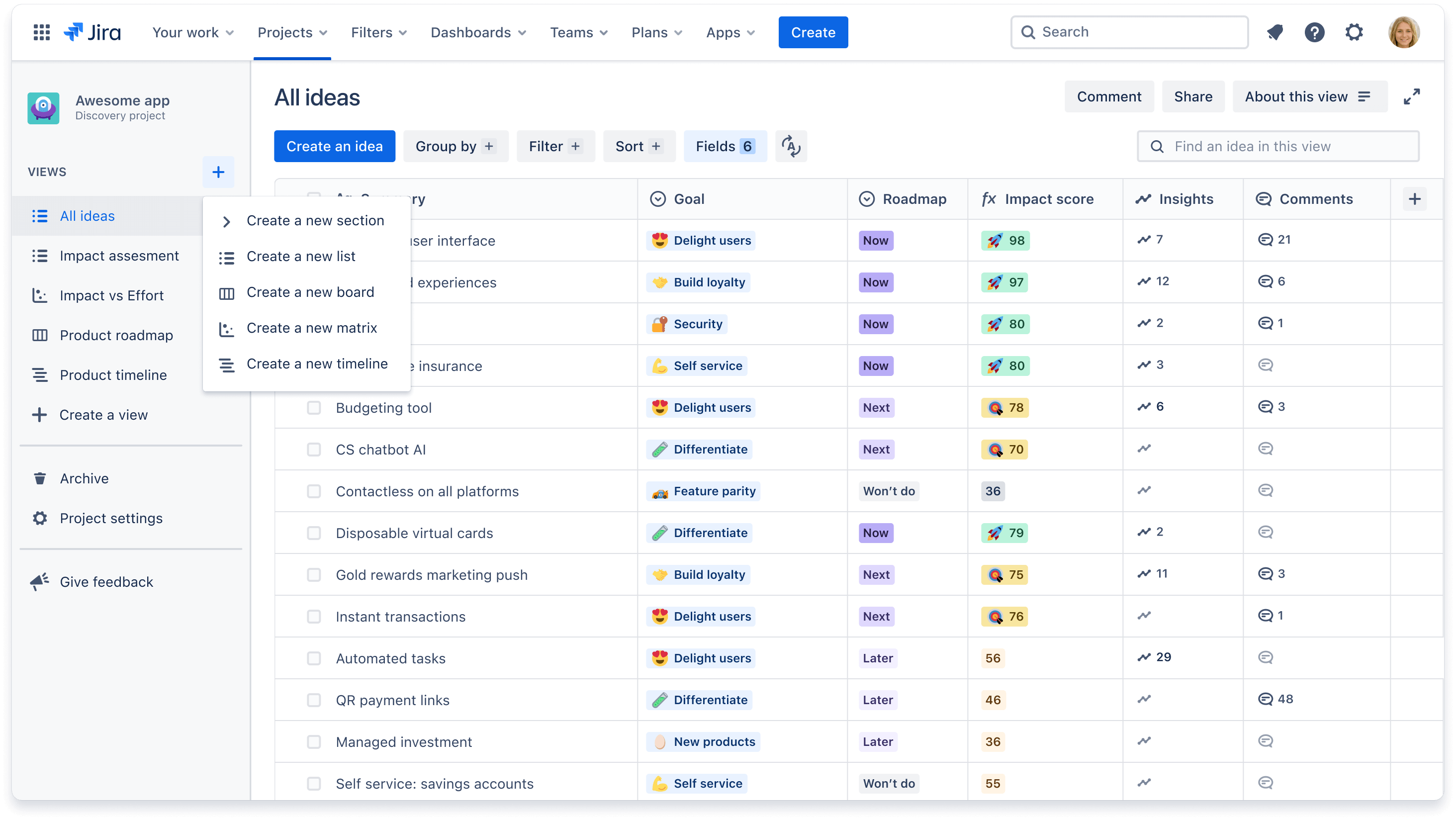 在 Jira Product Discovery 中创建视图