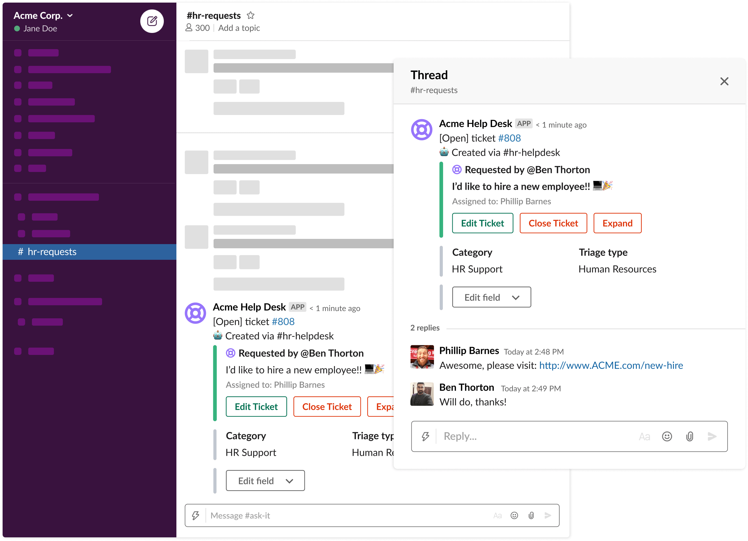 Capture requests from Slack