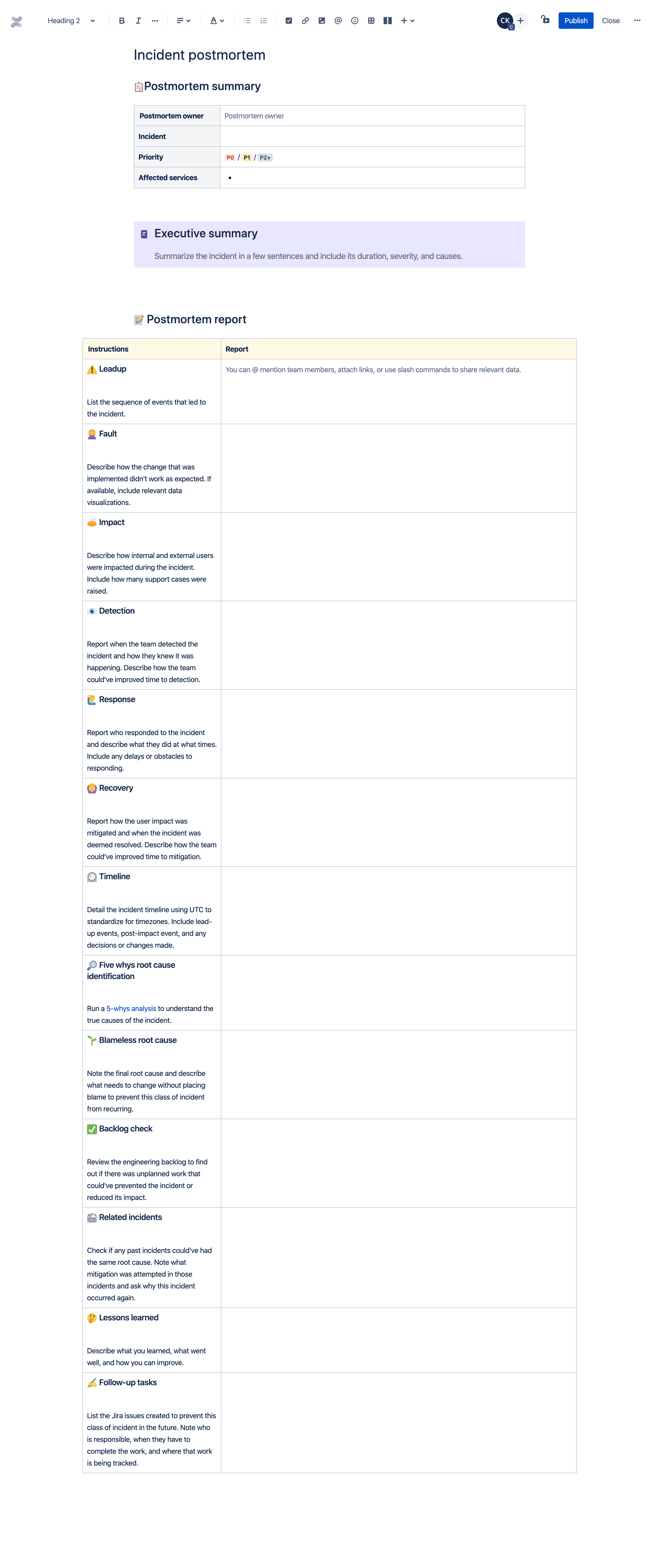 Incident postmortem template