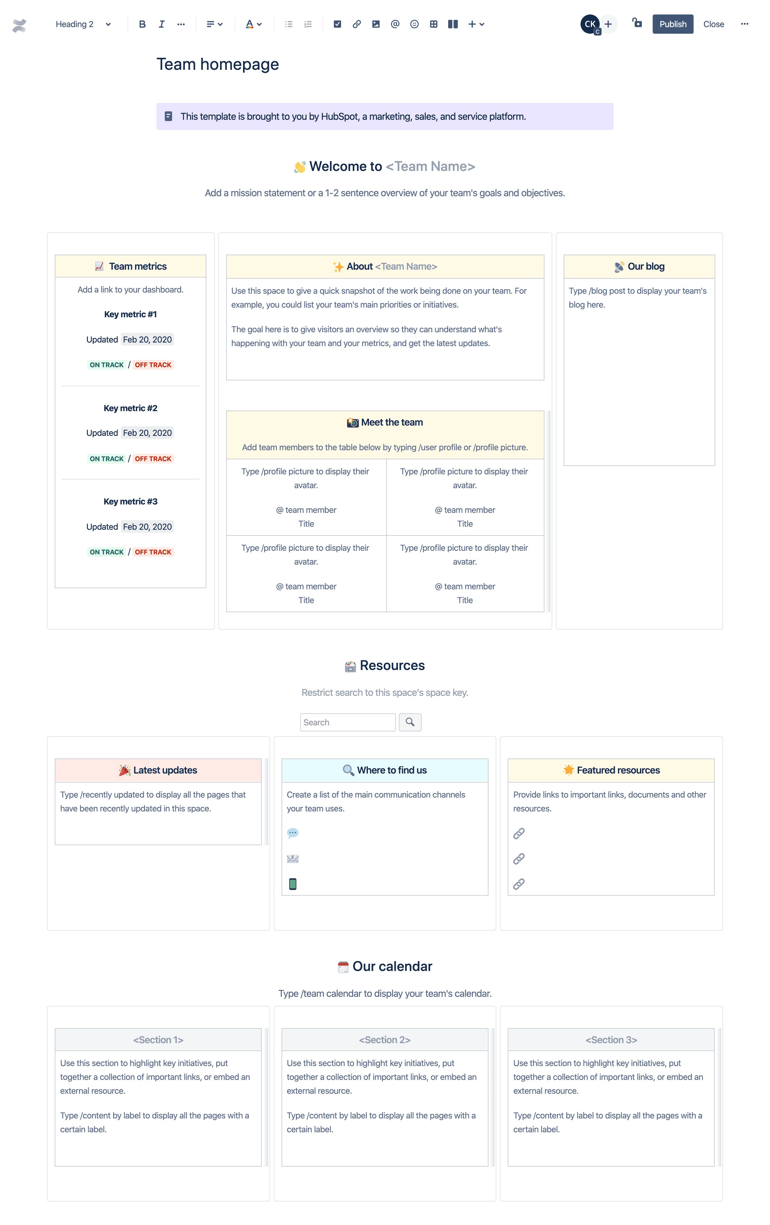 Vorlage: Team-Homepage