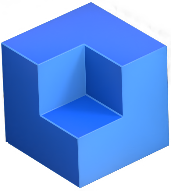 Floating cube with section removed