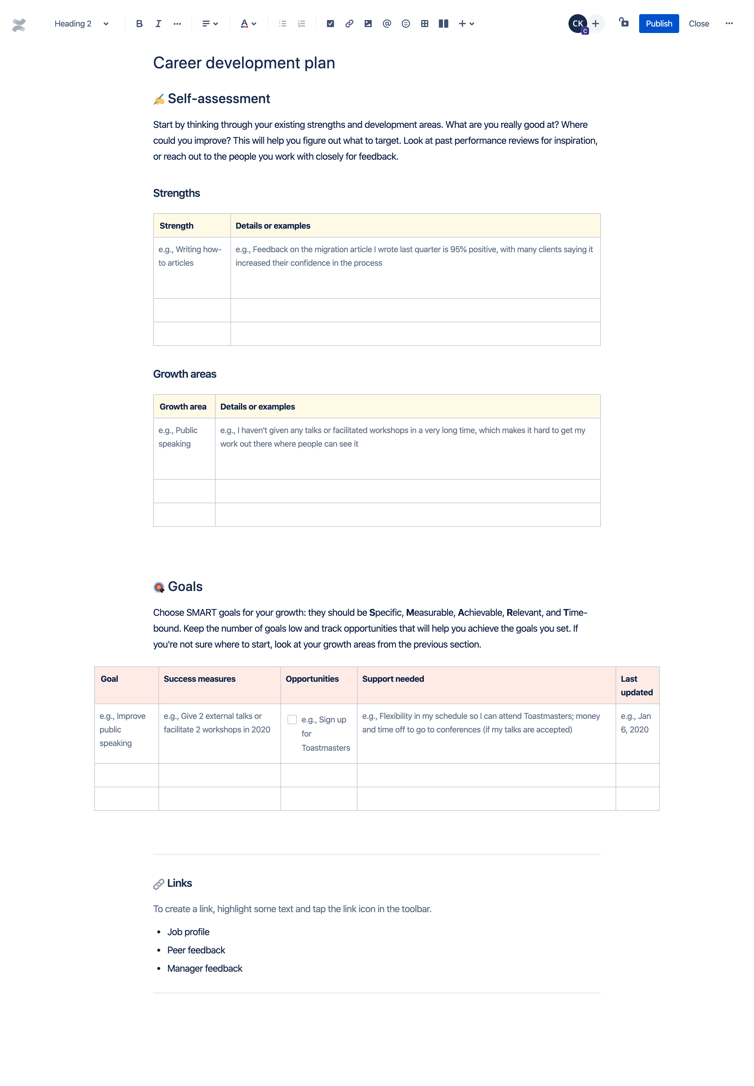 modello Excel per la definizione degli obiettivi