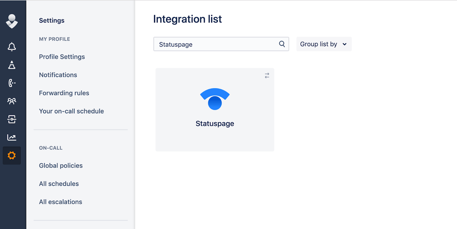 Integration list from opsgenie