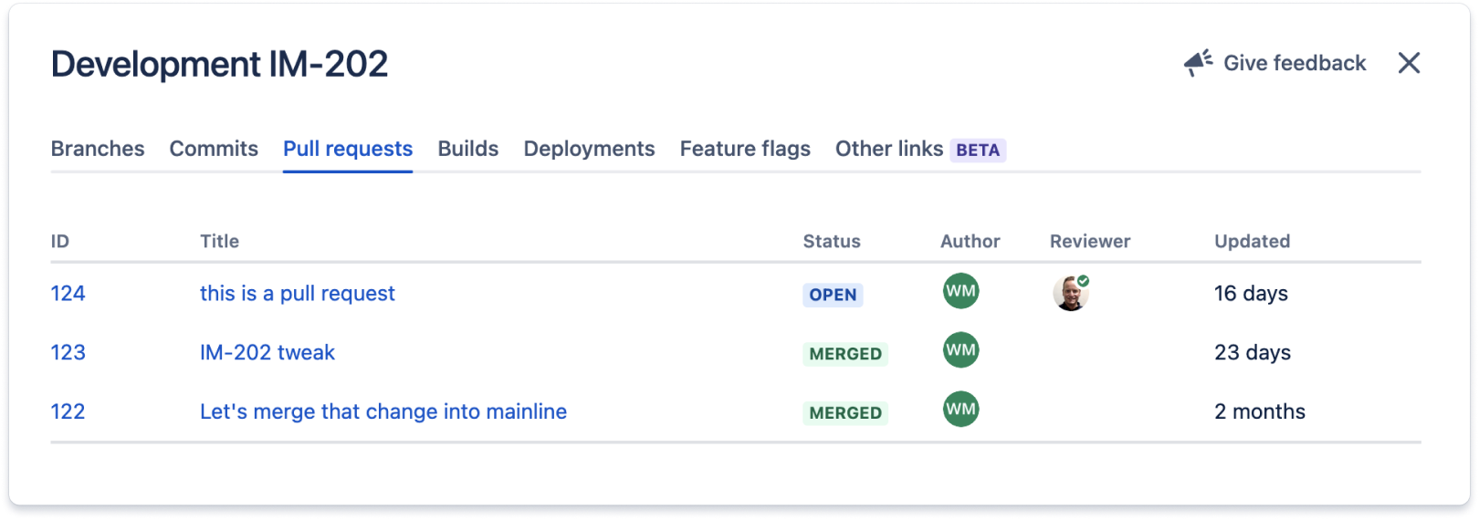 Screenshot of integrating source control with work trackign