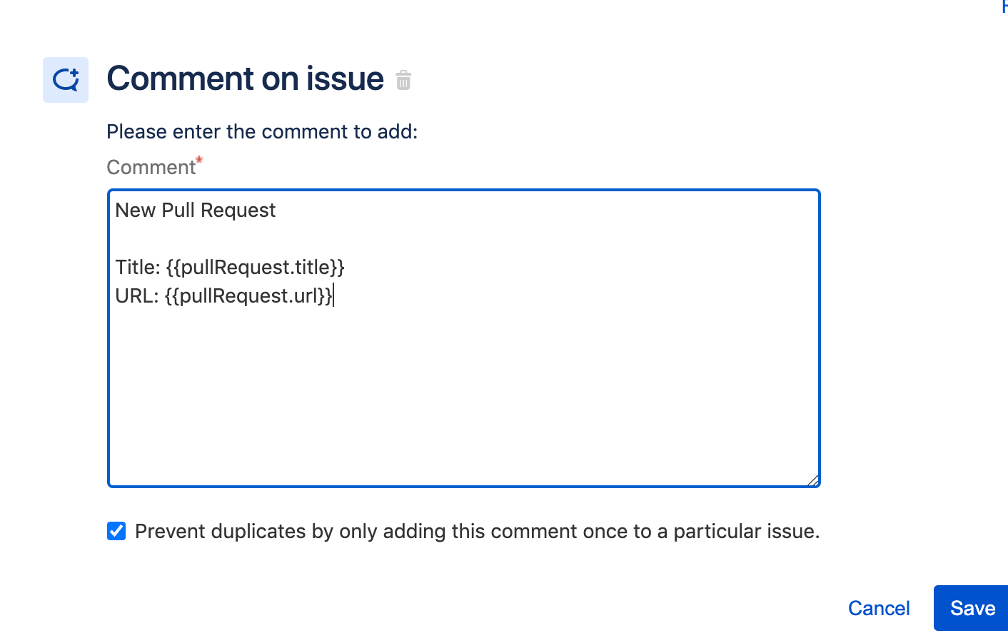 Screenshot of adding a comment onto an issue