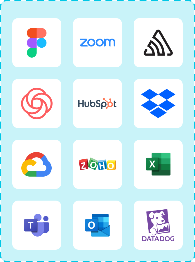 Cloud only apps: figma, zoom, google cloud, dropbox, datadog, microsoft teams, hubspot