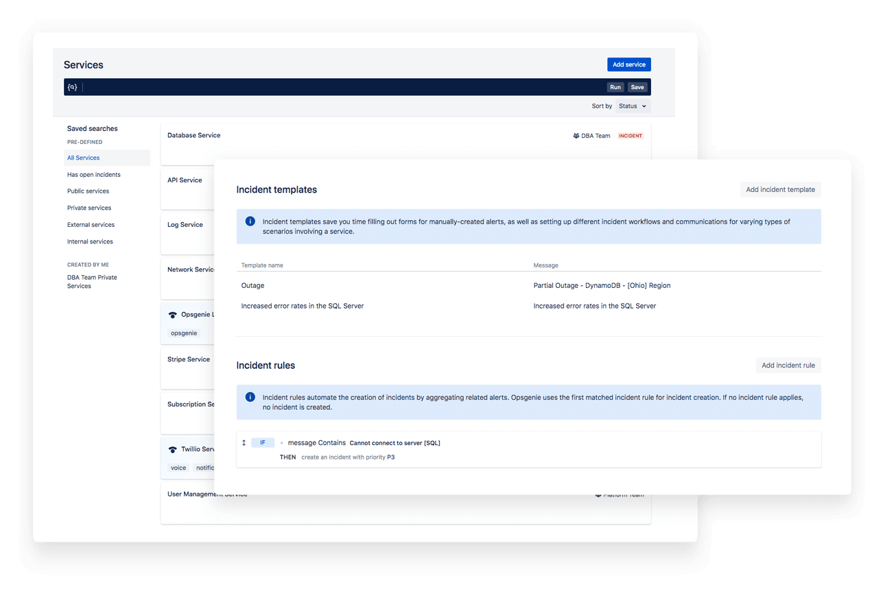 Incident template snapshot