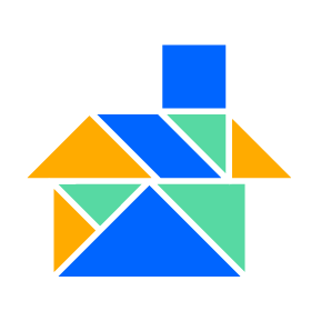 Illustration d'une maison construite à partir de différents blocs.