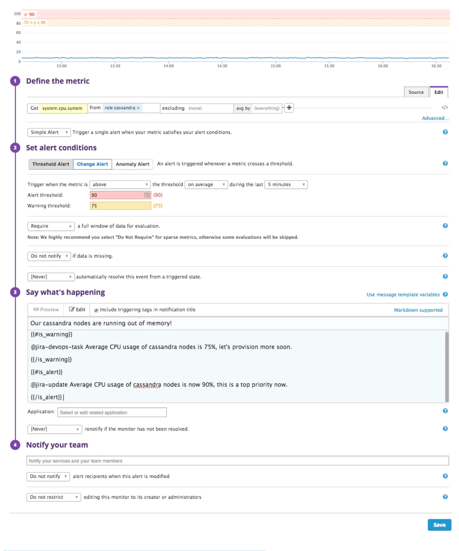 Cria itens direto a partir de alertas do Datadog