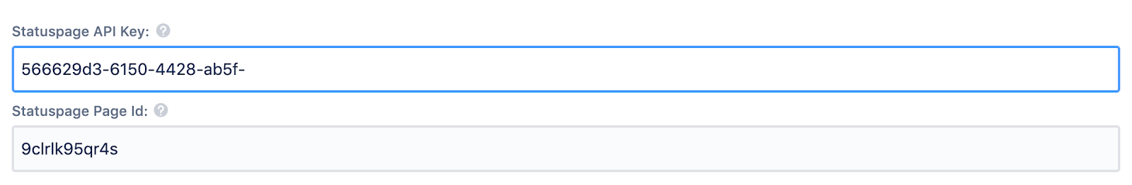 Statuspage API key and ID