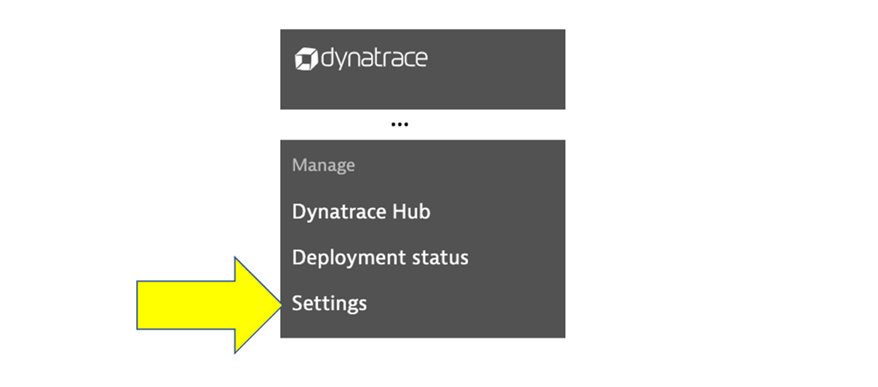 Опция Settings (Настройки) под опцией Deployment status (Статус развертывания)