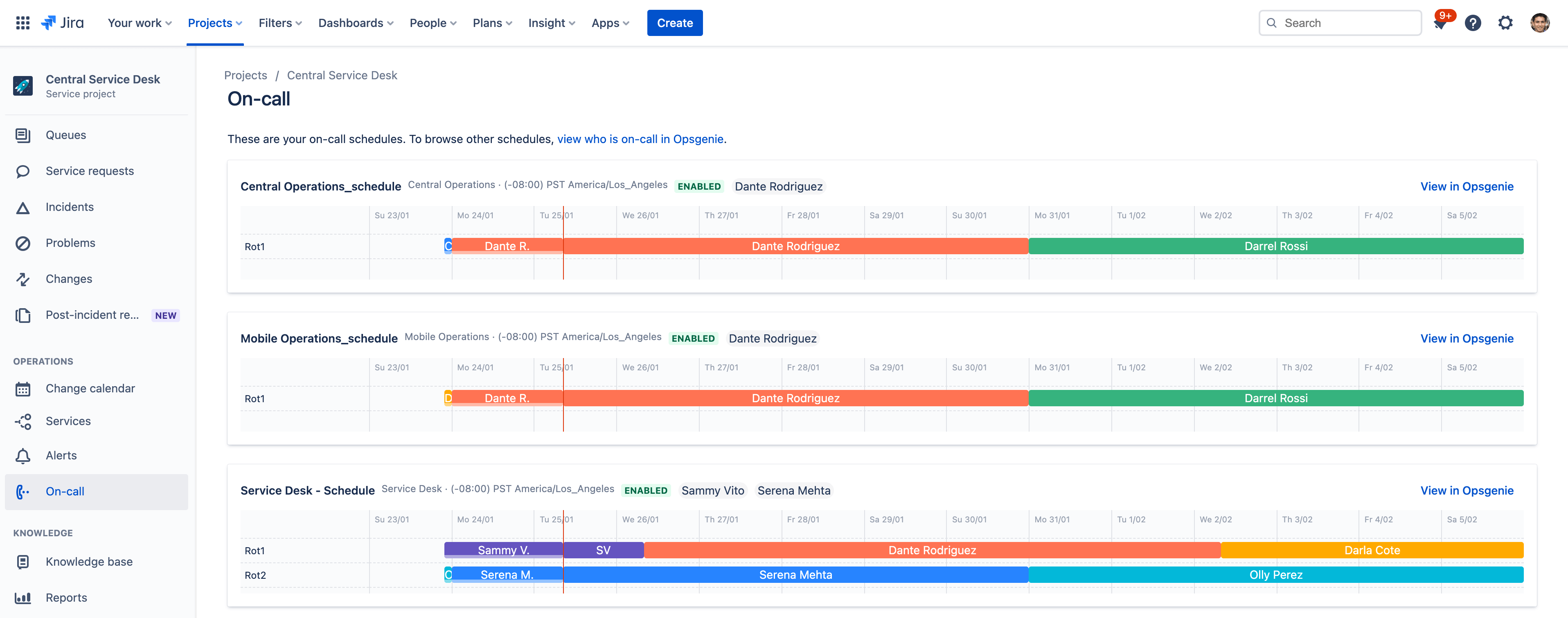 Horarios de guardia en Jira Service Management