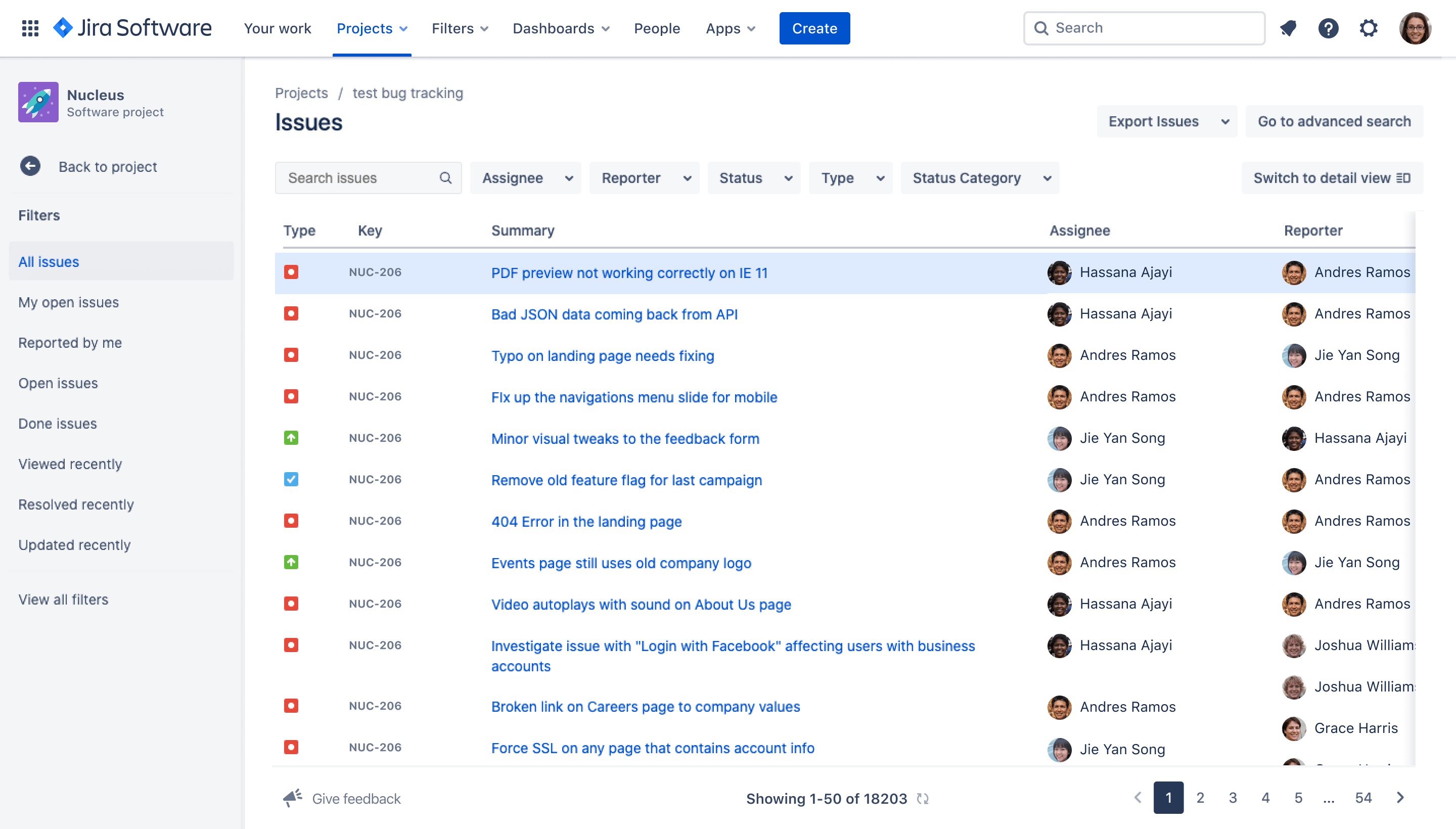 Suivi des bugs Jira Software
