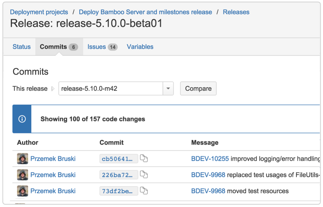 Deploy Jobs Commits