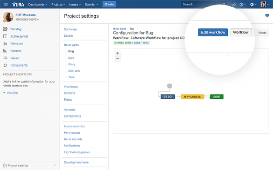 Edit workflow button