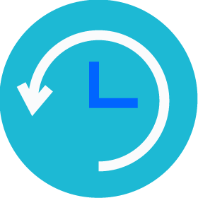 带有箭头的时钟，表示时间正在倒退