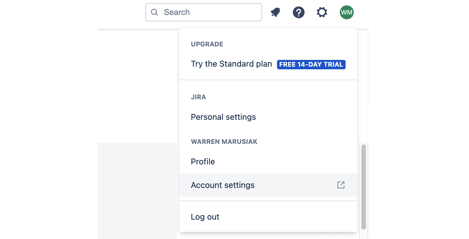 Токены API Jira: раздел Account Settings (Настройки аккаунта)