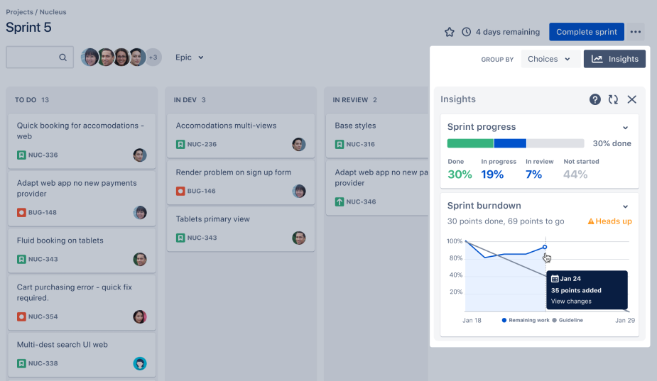 captura de tela dos insights