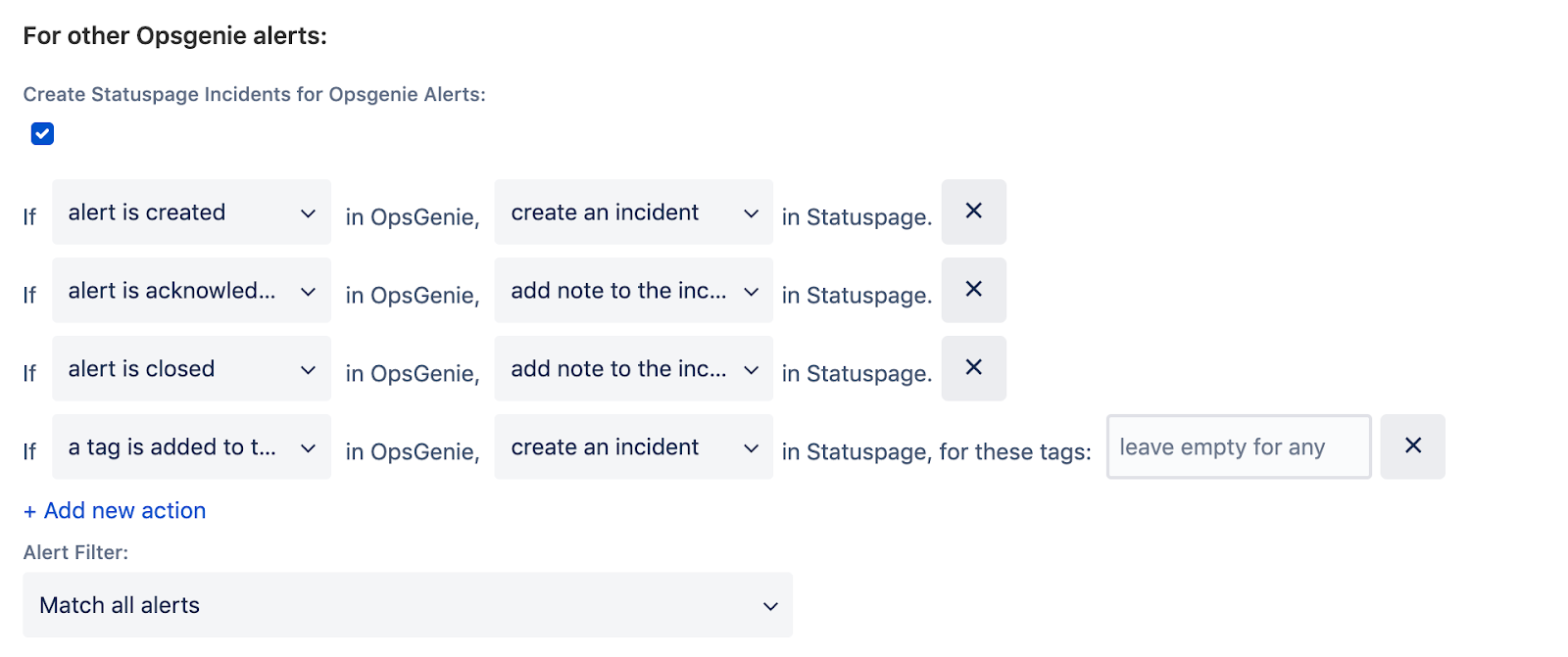 Alertas criados do Statuspage