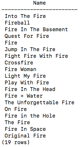 All songs with Fire in the title