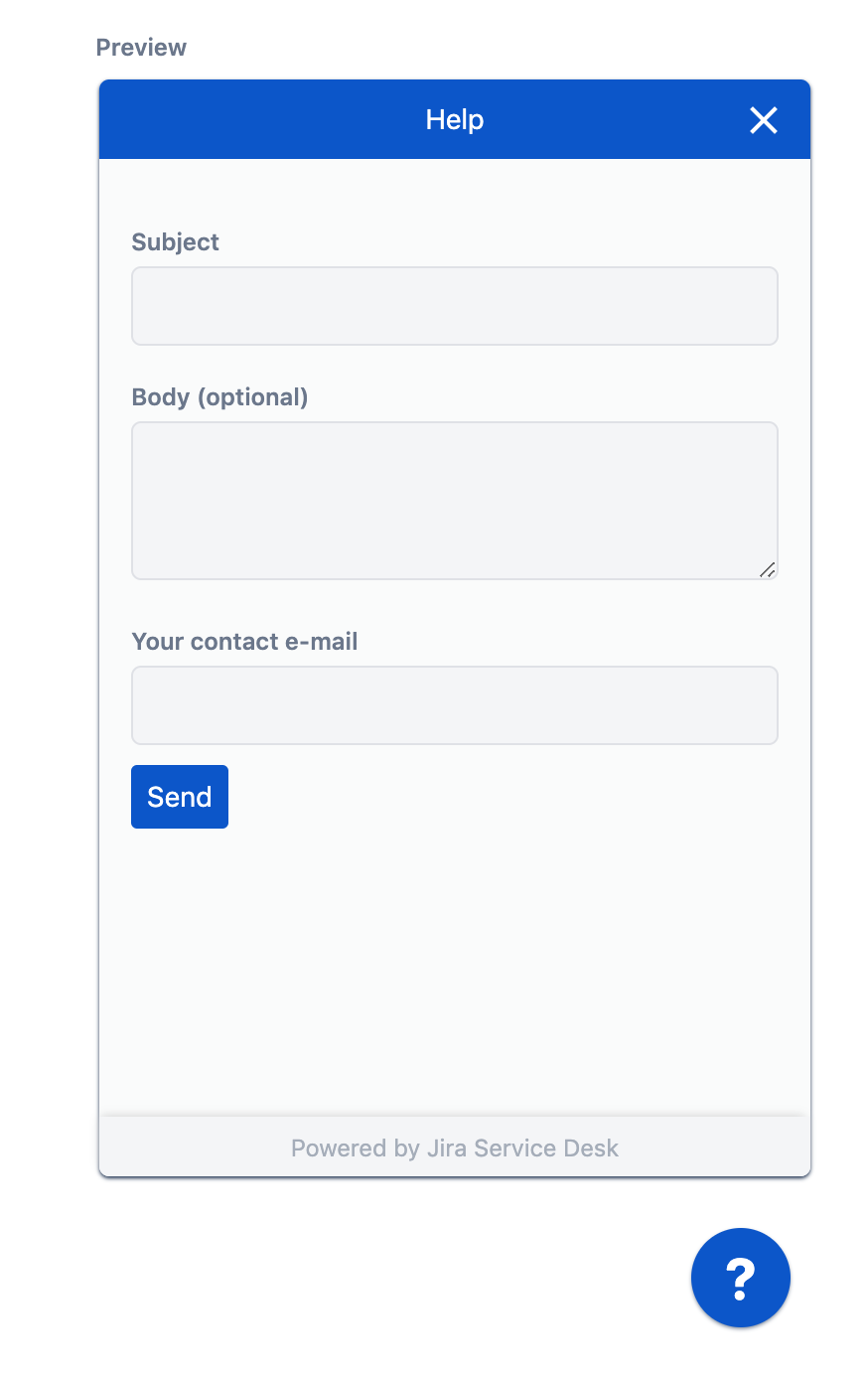 Screenshot del supporto per widget integrabili ed e-mail
