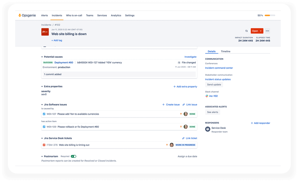 Jira Service Management integration screenshot