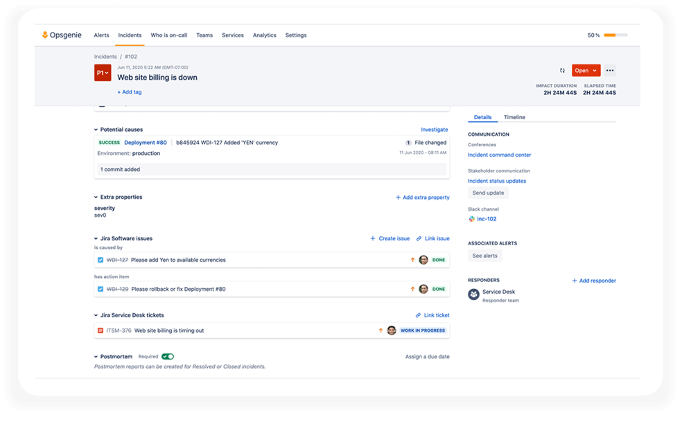 Screenshot: Integration von Jira Service Management