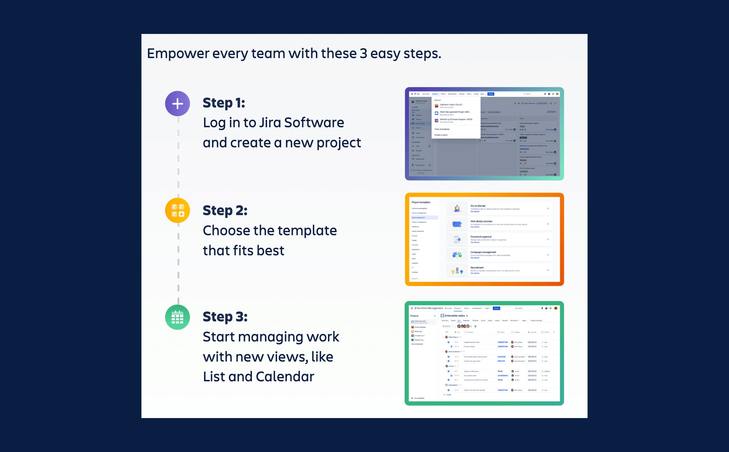 Instruções para começar a usar o Jira Work Management