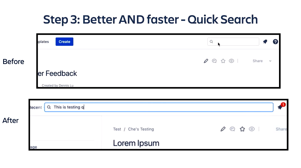 screenshot of better and faster quick search
