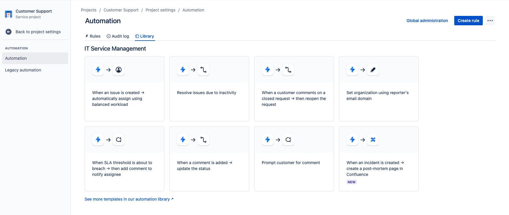 screenshot of automation help desk