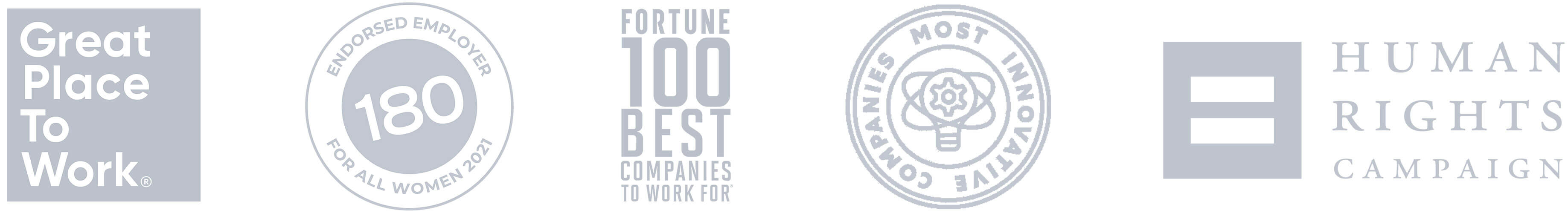 Awards logos: Great place to work, Fortune 100, Human rights campaign