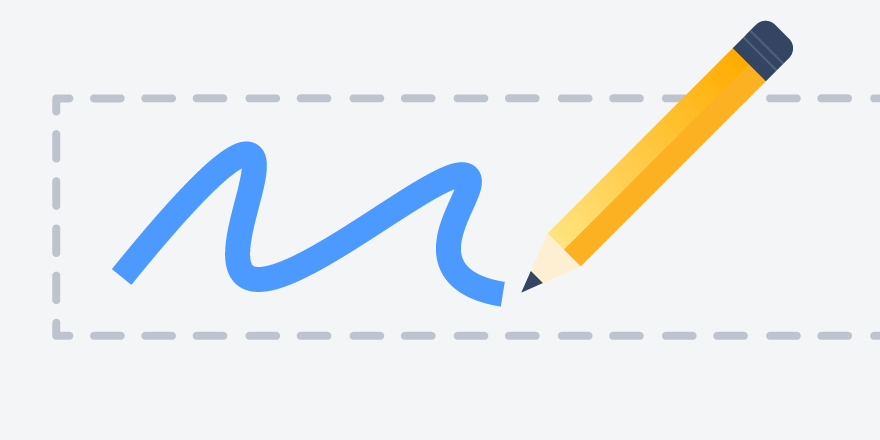Illustration of a pencil filling in a form