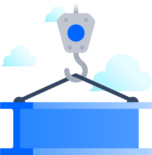 Illustration of a crane lifting a heavy beam